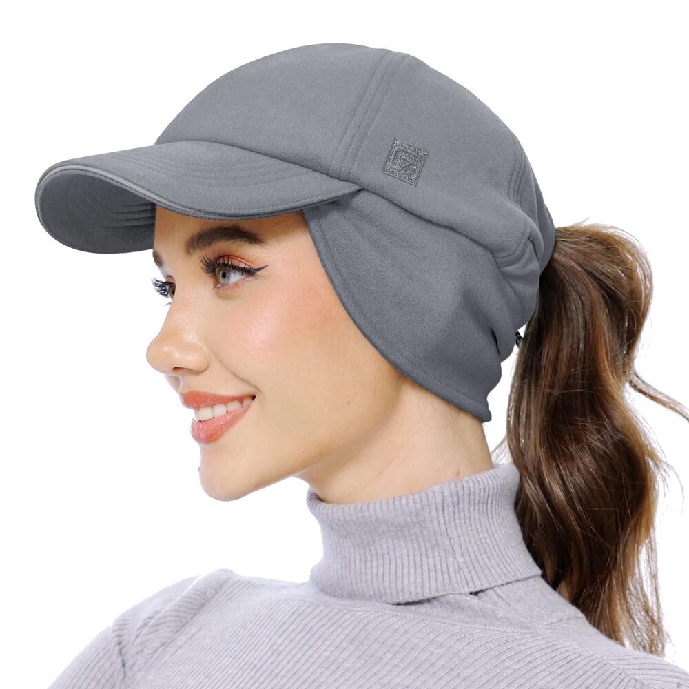 2149 Fleece Ponytail Hat Reflective Winter Hat with Earflaps Fleece Cap
